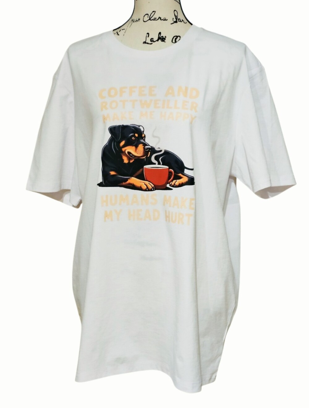 Graphic Rottweiler Coffee Tee - Short Sleeve - Picture 1 of 7